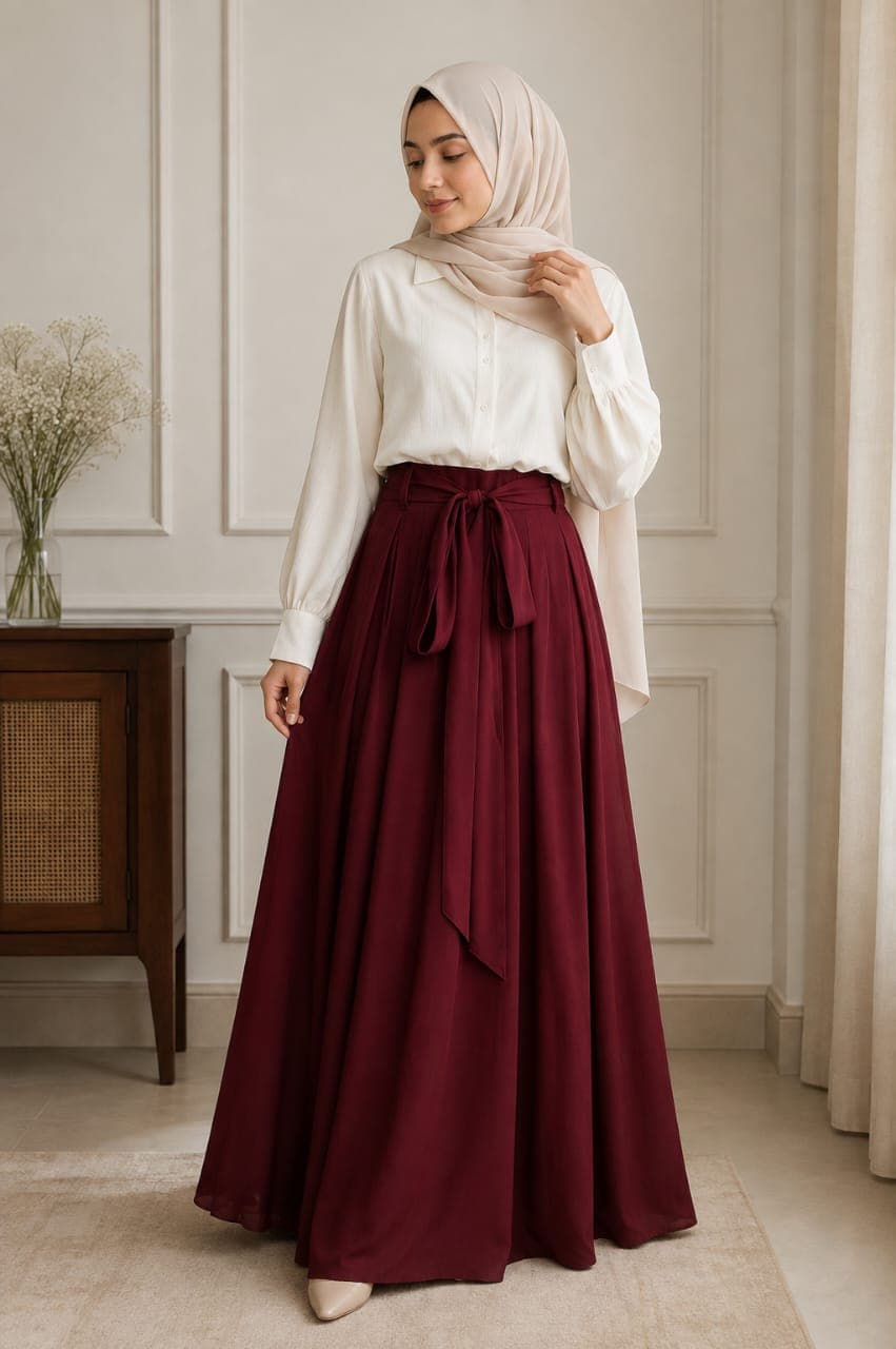 Burgundy Cascade Skirt